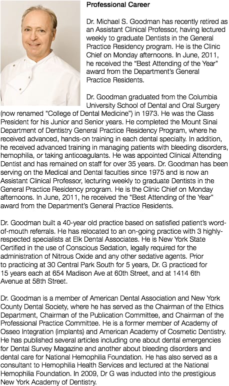 Dr. Michael Sanford Goodman, DDS - New York, NY - Dentistry